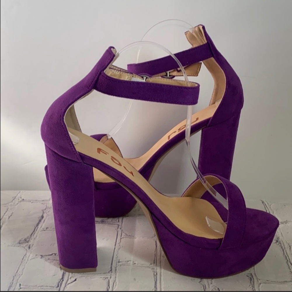 COPY - FSJ Purple Platform Suede Heels